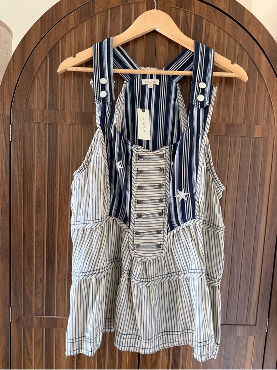 Pilcro Tops - Pilcro Navy and White Striped Tank Top